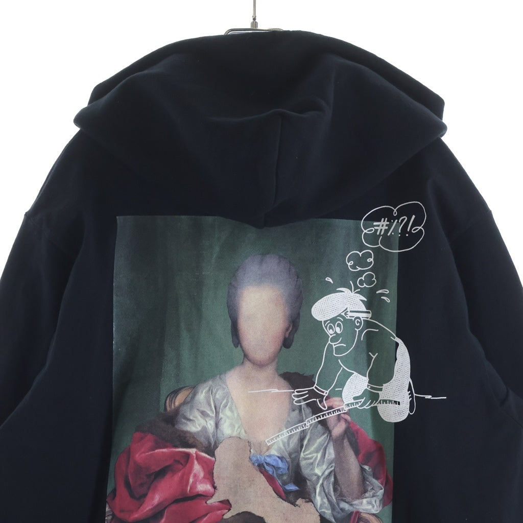 OFF-WHITE(オフホワイト) Diag Mariana Double Tee Hoodie ダイアグマリアナ レイヤードプリント プルオーバーパーカー ブラック OMAB033E19185005