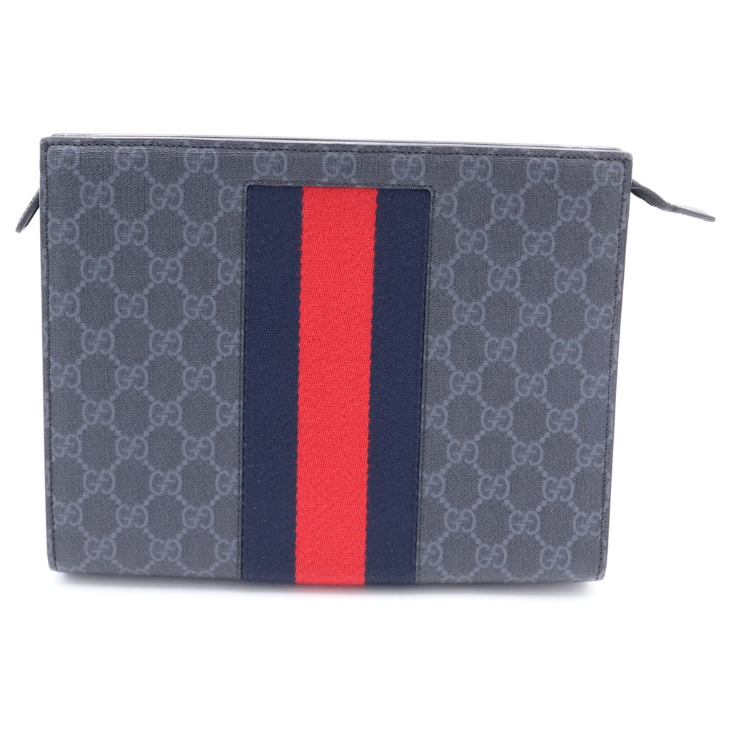 GUCCI(グッチ) GGスプリーム レザー クラッチバッグ ブラック 475316 2149