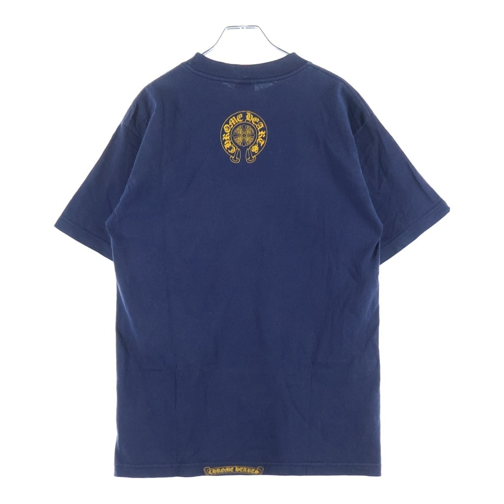 CHROME HEARTS(クロムハーツ) OLD DAGGER オールド ダガープリント クルーネック半袖Tシャツ ショートスリーブカットソー ネイビー/イエロー