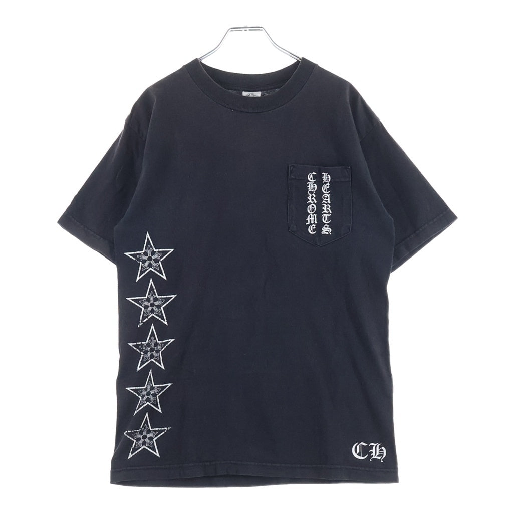 CHROME HEARTS(クロムハーツ) OLD Star Vertical Logo オールド スターライン ヴァーティカルロゴ クルーネック半袖Tシャツ ショートスリーブカットソー ブラック