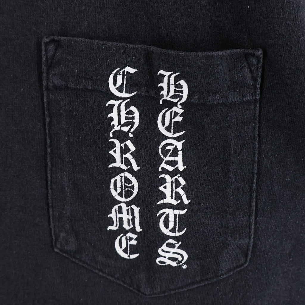 CHROME HEARTS(クロムハーツ) OLD Star Vertical Logo オールド スターライン ヴァーティカルロゴ クルーネック半袖Tシャツ ショートスリーブカットソー ブラック