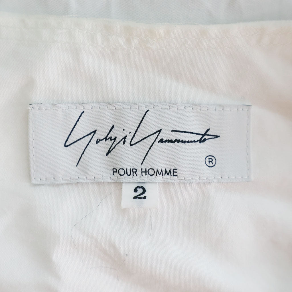 Yohji Yamamoto POUR HOMME(ヨウジヤマモト プールオム) コットン ヘンリカラー パッチデザイン 長袖シャツ ホワイト HD-B42-829