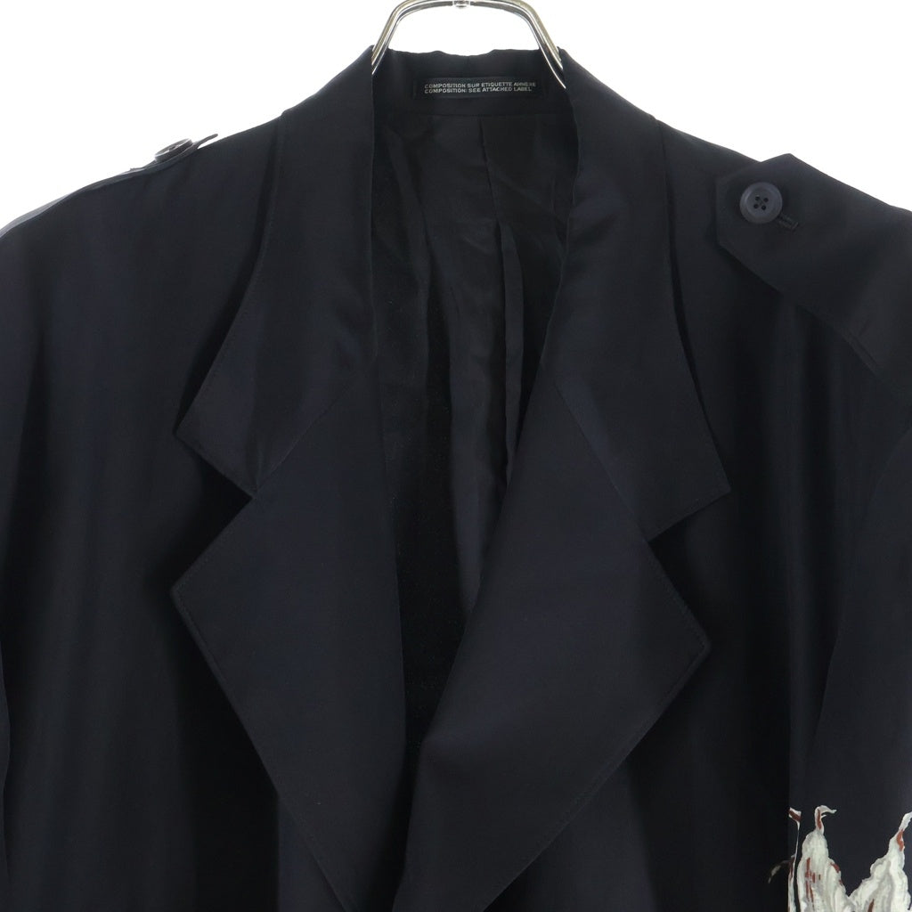 Yohji Yamamoto POUR HOMME(ヨウジヤマモト プールオム) 22SS ダリア柄シルクロングジャケット チェスターコート ブラック HG-J19-409