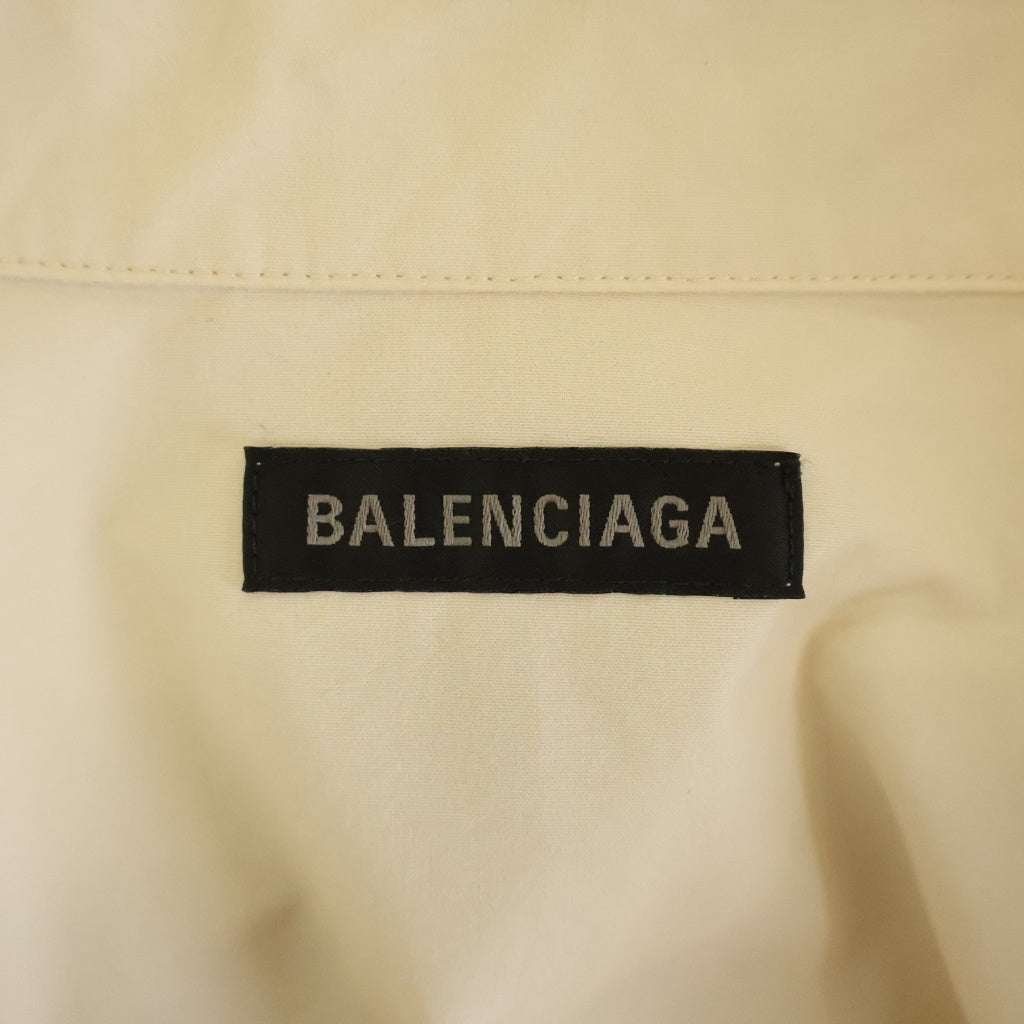 BALENCIAGA(バレンシアガ) コットン 胸ポケットロゴ刺繍 ダブルスリーブ オーバーサイズ 長袖シャツ アイボリー TC38 746533 1NM60