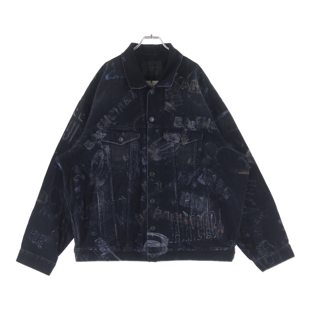 BALENCIAGA(バレンシアガ) 25AW クレヨングラフィックデザイン オーバーサイズ デニムジャケット Gジャン ブラック E62U 857181 TTWA8