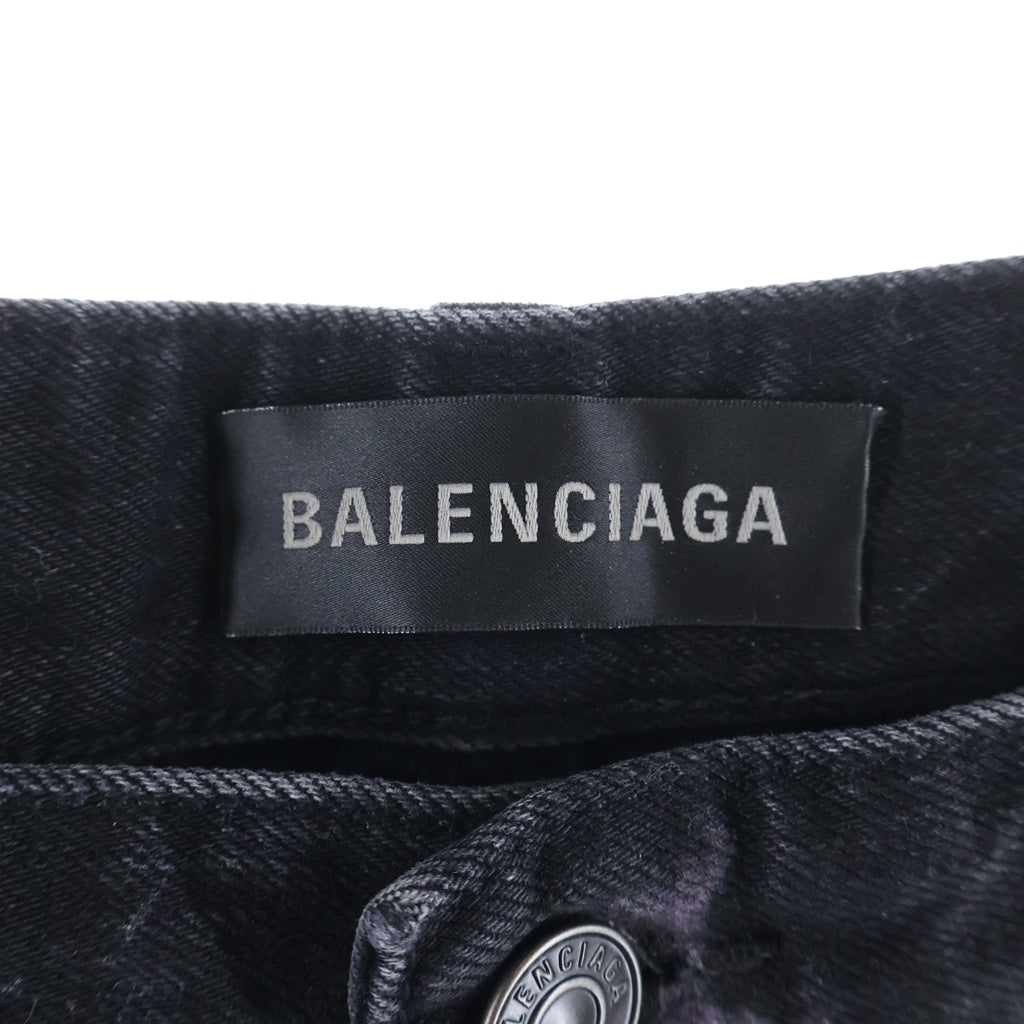 BALENCIAGA(バレンシアガ) 25AW クレヨングラフィックデザイン ミニマル バギーパンツ デニムパンツ ブラック E69D 857216 TTWA8