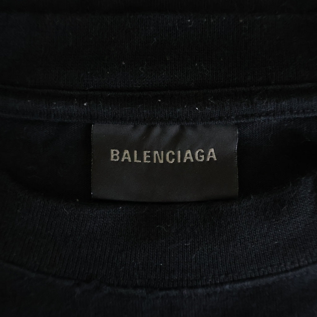 BALENCIAGA(バレンシアガ) 23AW Large Fit Tee ラージフィット半袖Tシャツ 両面ロゴプリント クルーネックショートスリーブカットソー ブラック KT70 641655 TNVE7