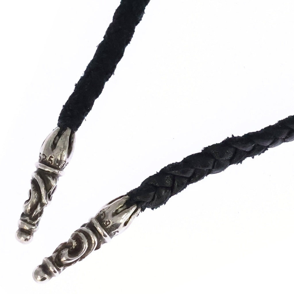 CHROME HEARTS(クロムハーツ) LEATHER BRAID スクロールレザーブレード ネックレス ブラック/シルバー