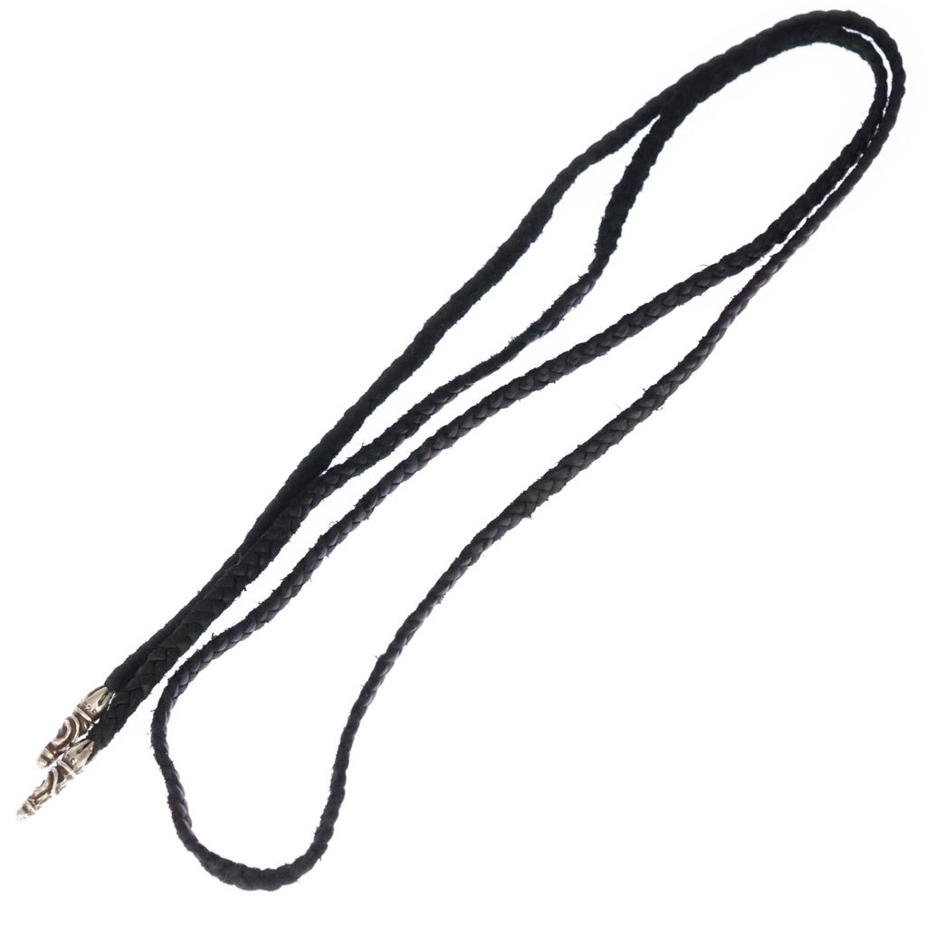 CHROME HEARTS(クロムハーツ) LEATHER BRAID スクロールレザーブレード ネックレス ブラック/シルバー