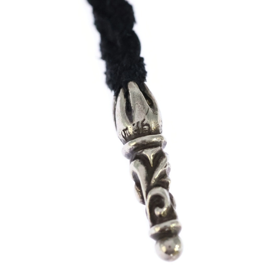 CHROME HEARTS(クロムハーツ) LEATHER BRAID スクロールレザーブレード ネックレス ブラック/シルバー