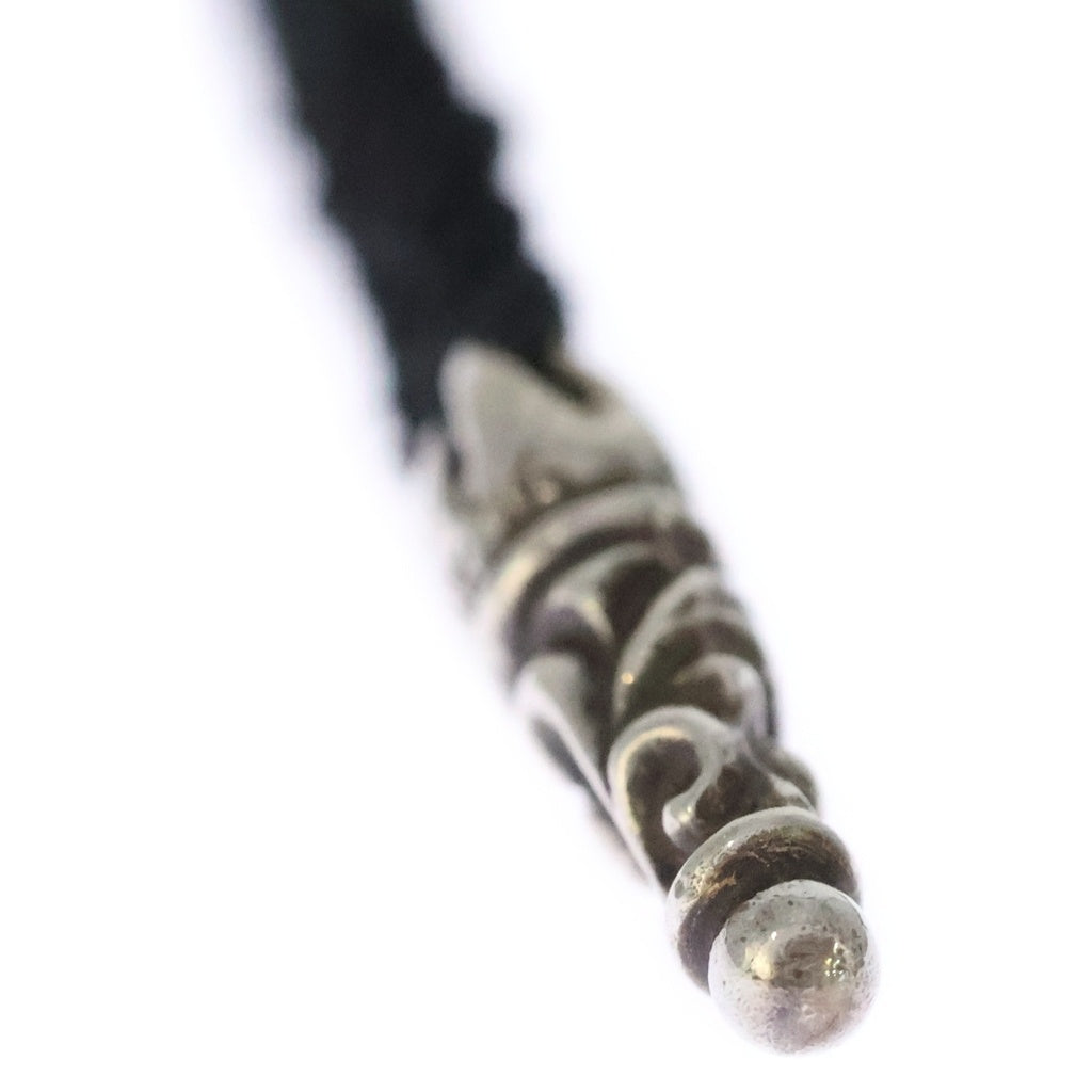 CHROME HEARTS(クロムハーツ) LEATHER BRAID スクロールレザーブレード ネックレス ブラック/シルバー