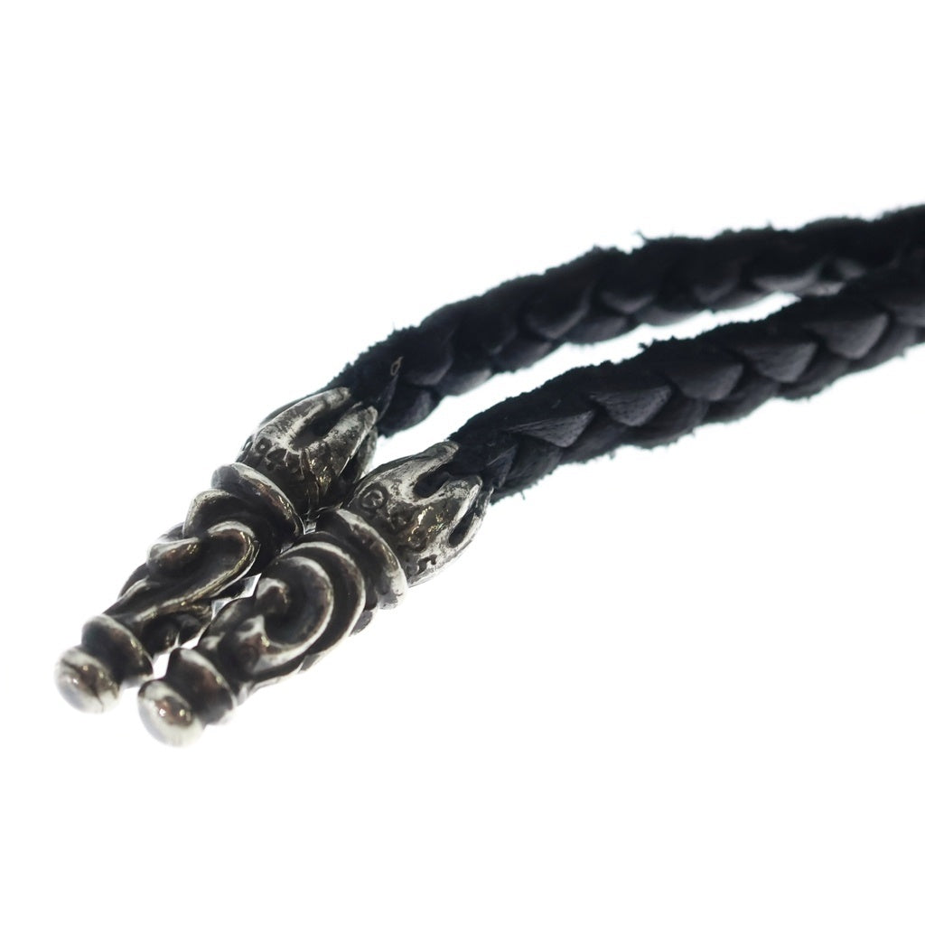 CHROME HEARTS(クロムハーツ) LEATHER BRAID スクロールレザーブレード ネックレス ブラック/シルバー