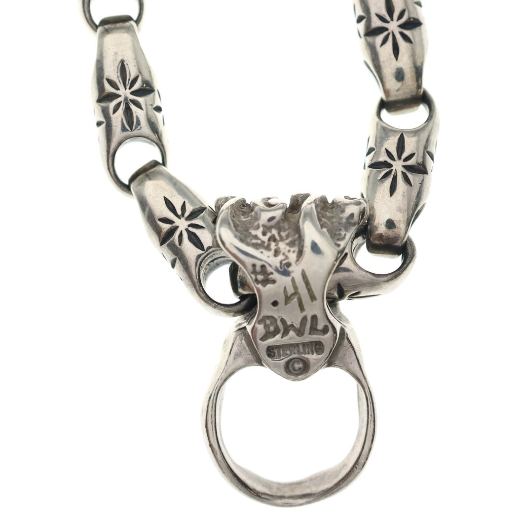 Bill Wall Leather/BWL(ビルウォールレザー) MID STAR W/STONE T-BAR NECKLACE ミッドスター Wストーン Tバーネックレス シルバー