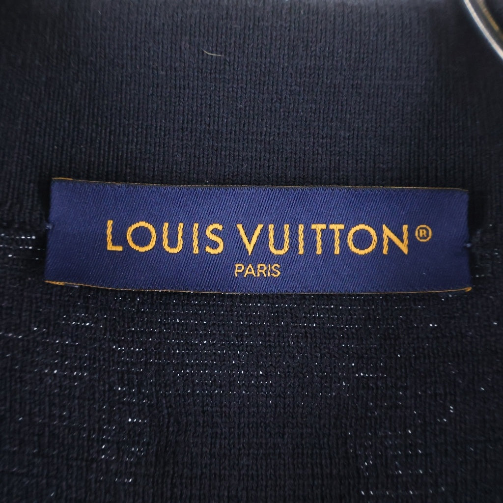 LOUIS VUITTON(ルイヴィトン) ニットブルゾン ウィズ レザーディテール ジップアップ 襟付きカーディガン ブラック 1AJIEX