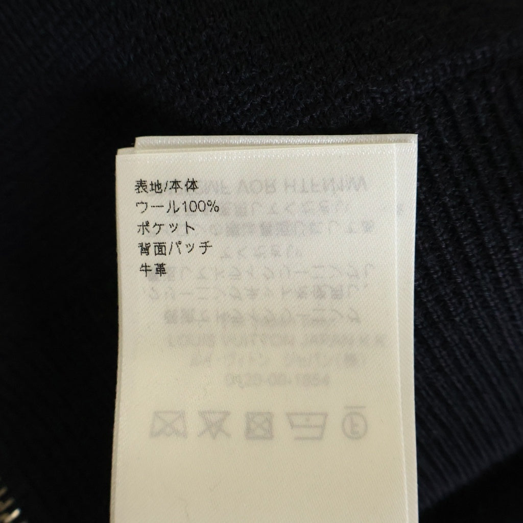 LOUIS VUITTON(ルイヴィトン) ニットブルゾン ウィズ レザーディテール ジップアップ 襟付きカーディガン ブラック 1AJIEX