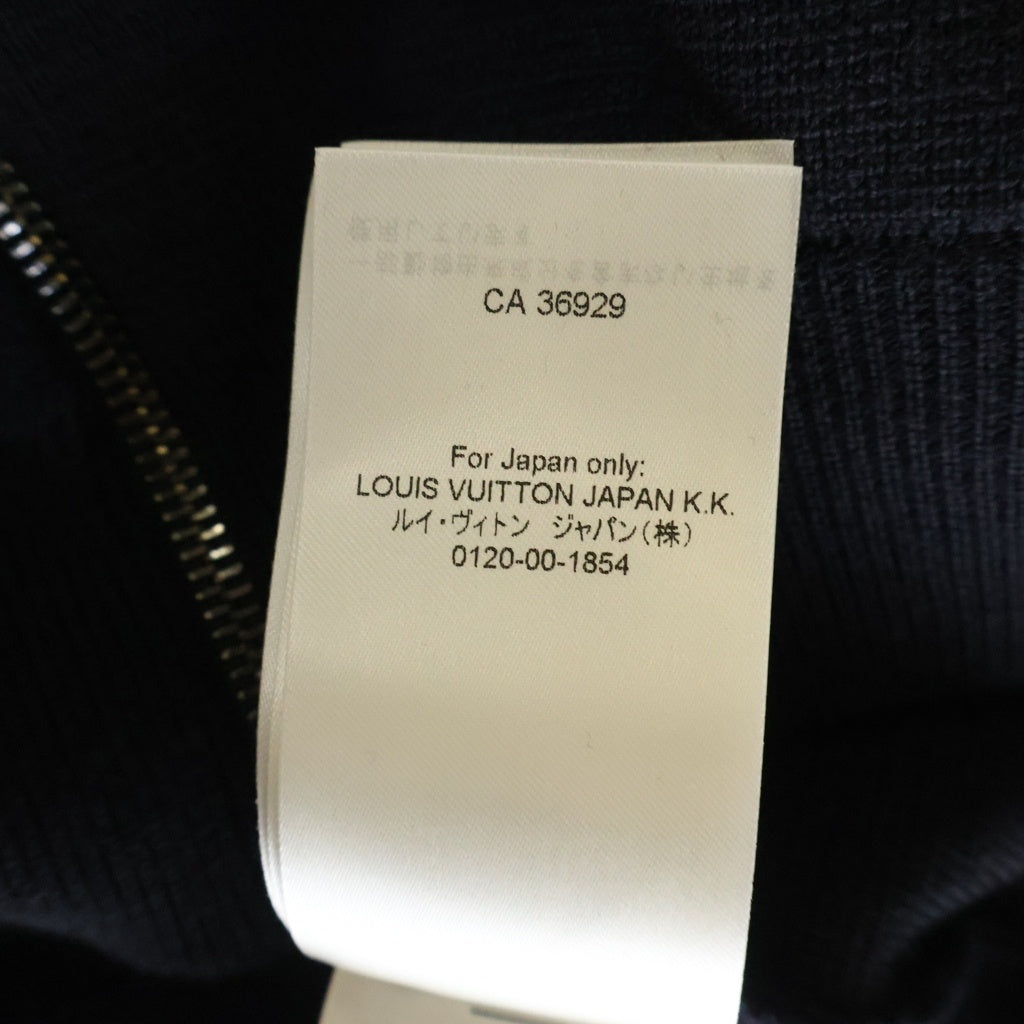 LOUIS VUITTON(ルイヴィトン) ニットブルゾン ウィズ レザーディテール ジップアップ 襟付きカーディガン ブラック 1AJIEX