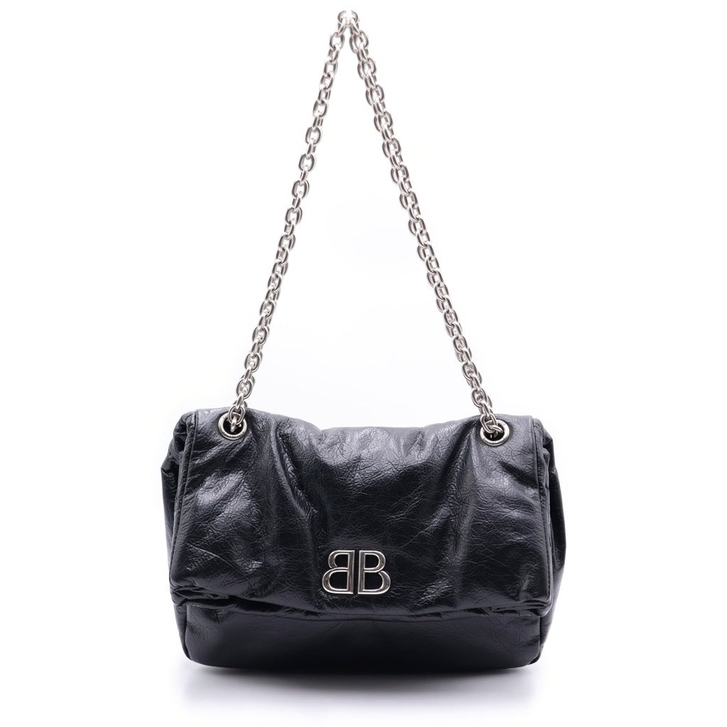 BALENCIAGA(バレンシアガ) BBロゴ モナコ チェーンショルダー バッグ ブラック 765966 528147 レディース