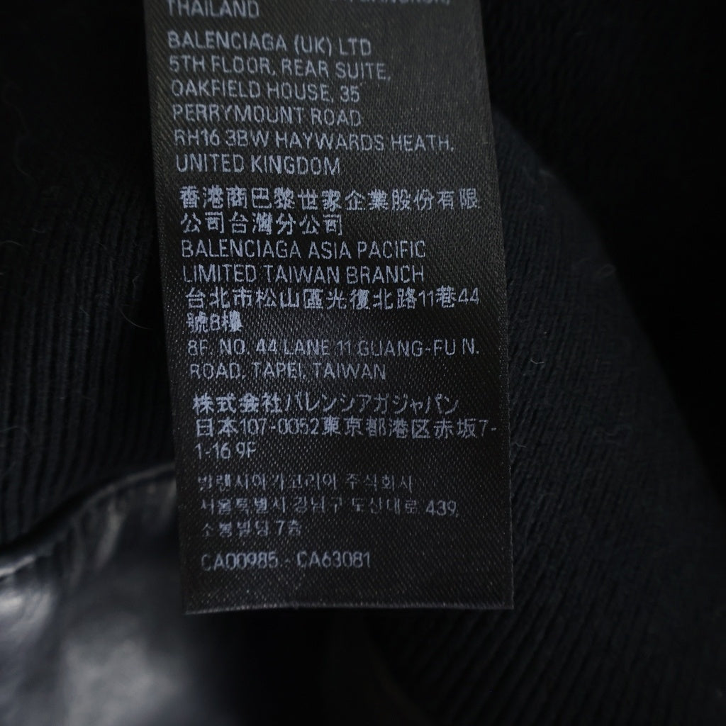 BALENCIAGA(バレンシアガ) 24AW LINED ZIP-UP HOODIE JACKET フロントロゴプリント ジップアップ レザーフーデットジャケット ブラック 790311 TQS15