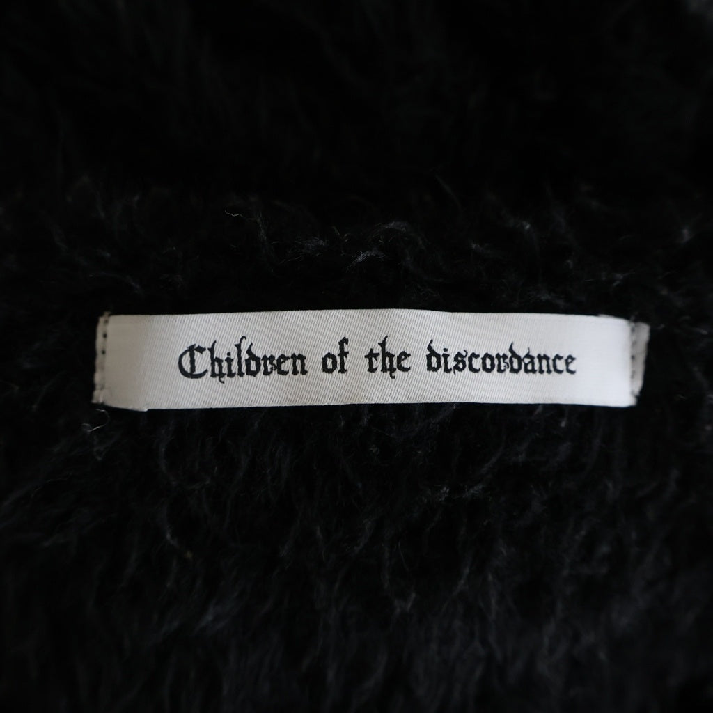 Children of the discordance(チルドレンオブザディスコーダンス) OVERSIZED STAR MOTIF KNIT HOODIE オーバーサイズド スター モチーフ ニット プルオーバーパーカー フーディー ブラック COTDKN-656
