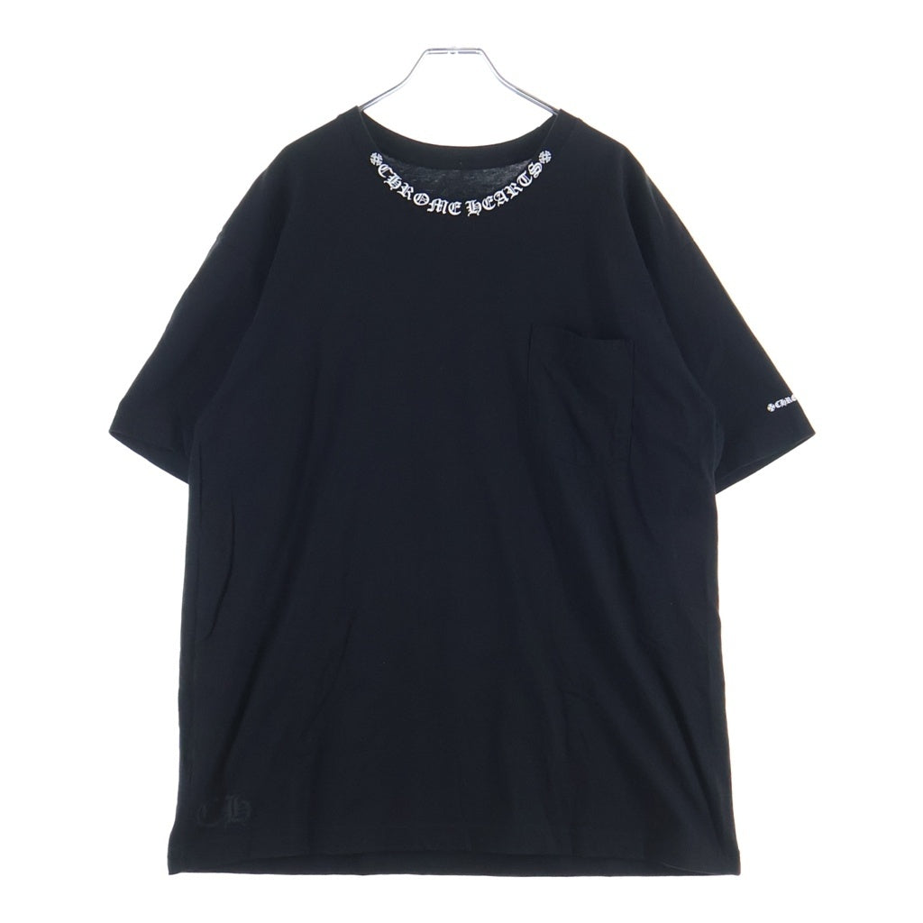 CHROME HEARTS(クロムハーツ) Neck Logo ネックロゴ クルーネック半袖Tシャツカットソー ブラック ‐