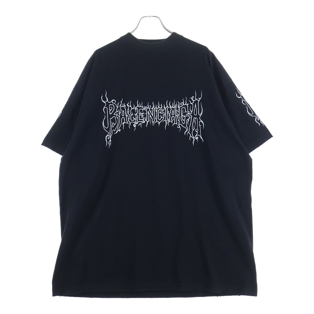 BALENCIAGA(バレンシアガ) 24SS Darkwave Tee オーバーサイズ ダメージ加工 半袖 クルーネック Tシャツ カットソー ブラック 739028 TPVN5