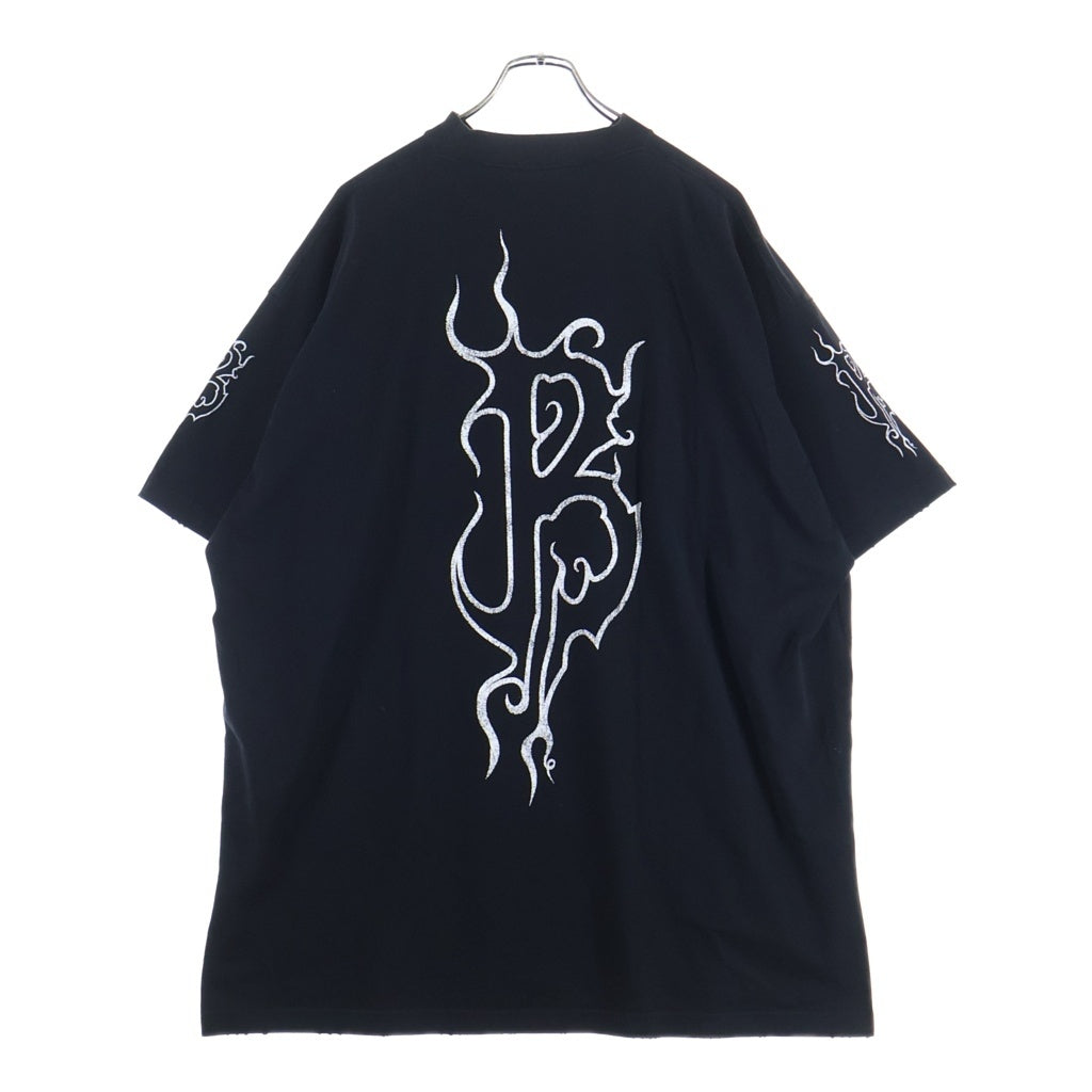 BALENCIAGA(バレンシアガ) 24SS Darkwave Tee オーバーサイズ ダメージ加工 半袖 クルーネック Tシャツ カットソー ブラック 739028 TPVN5