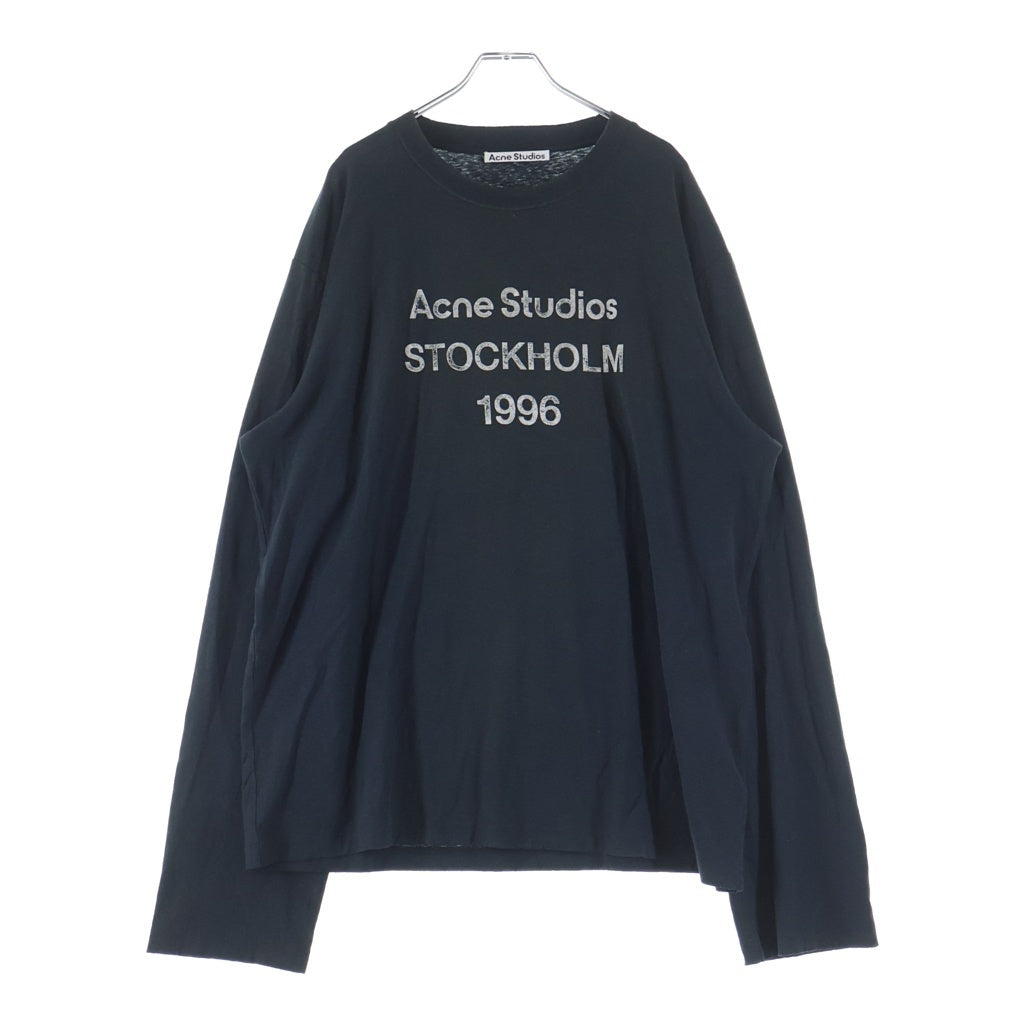 Acne Studios(アクネ ストゥディオズ) スプレー加工ロゴプリント クルーネック 半袖Tシャツ ブラック FN-UX-TSHI000016