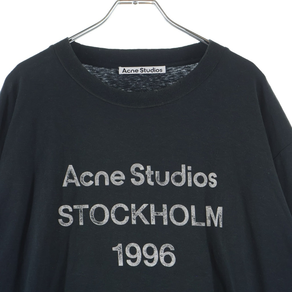 Acne Studios(アクネ ストゥディオズ) スプレー加工ロゴプリント クルーネック 半袖Tシャツ ブラック FN-UX-TSHI000016