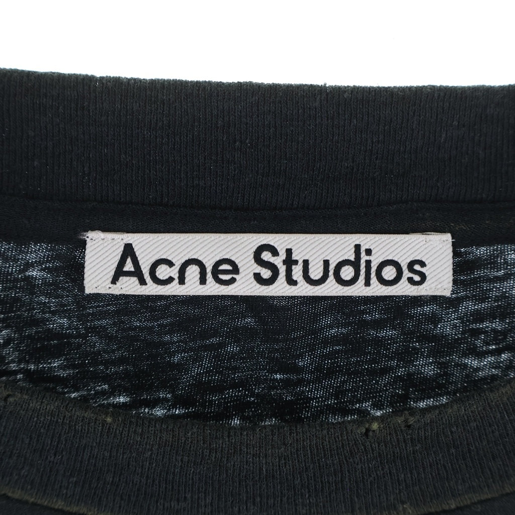 Acne Studios(アクネ ストゥディオズ) スプレー加工ロゴプリント クルーネック 半袖Tシャツ ブラック FN-UX-TSHI000016