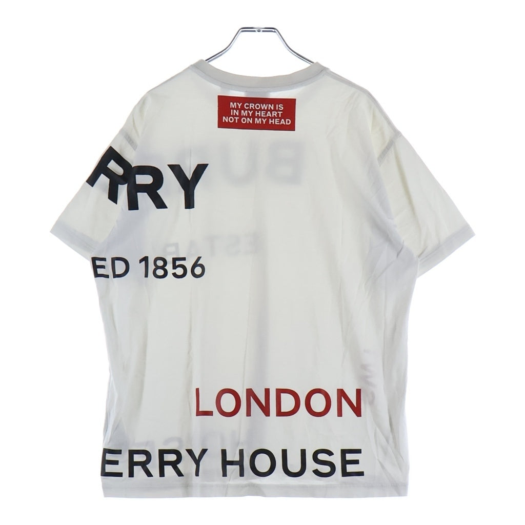 BURBERRY(バーバリー) 21SS HORSEFERRY S/S Tee 両面プリント クルーネック 半袖Tシャツ ホワイト 8017103