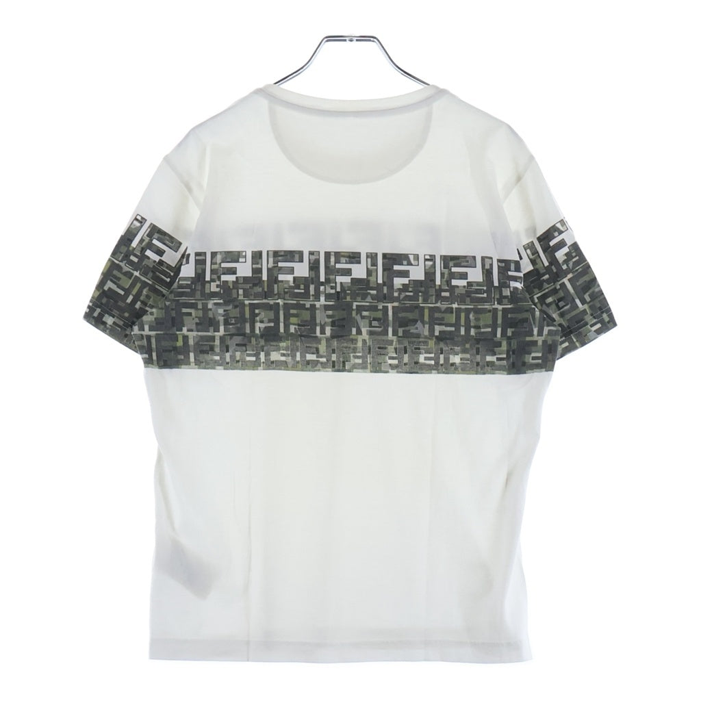 FENDI(フェンディ) Slim Fit S/S Tee FFロゴ総柄プリント クルーネック 半袖Tシャツ ホワイト FAF532 ABTS