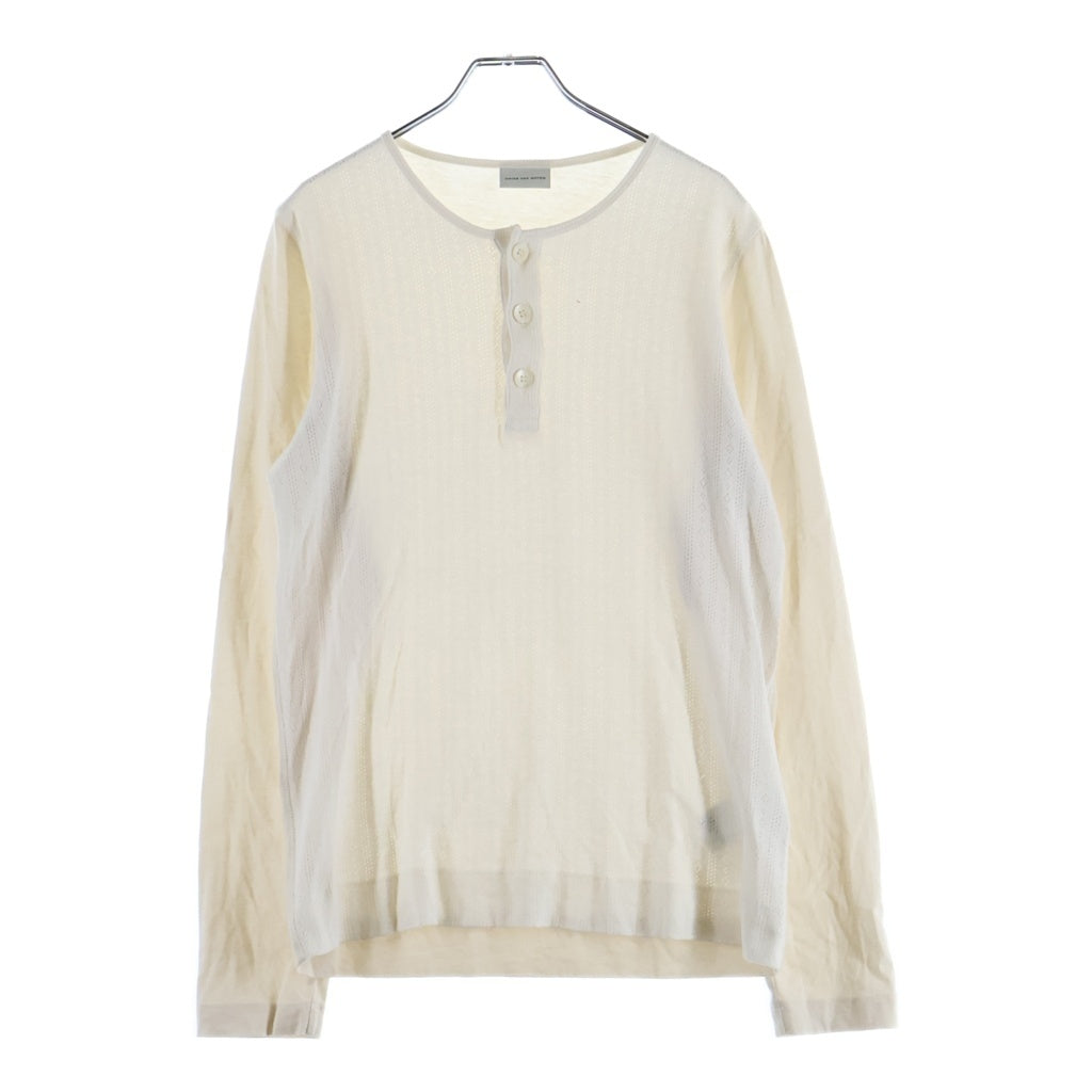 DRIES VAN NOTEN(ドリスヴァンノッテン) Pointelle Jacquard Tank T-Shirt ポインテール ジャカード ロングスリーブカットソー 長袖Tシャツ ホワイト 261-021121-3136-008