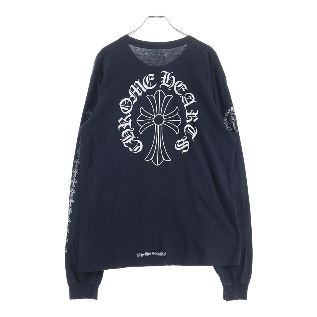 CHROME HEARTS(クロムハーツ) Neck Logo Cross Sleeve L/S Tee ネックロゴ クロススリーブ ロングスリーブTシャツ バッククロスプリント ブラック