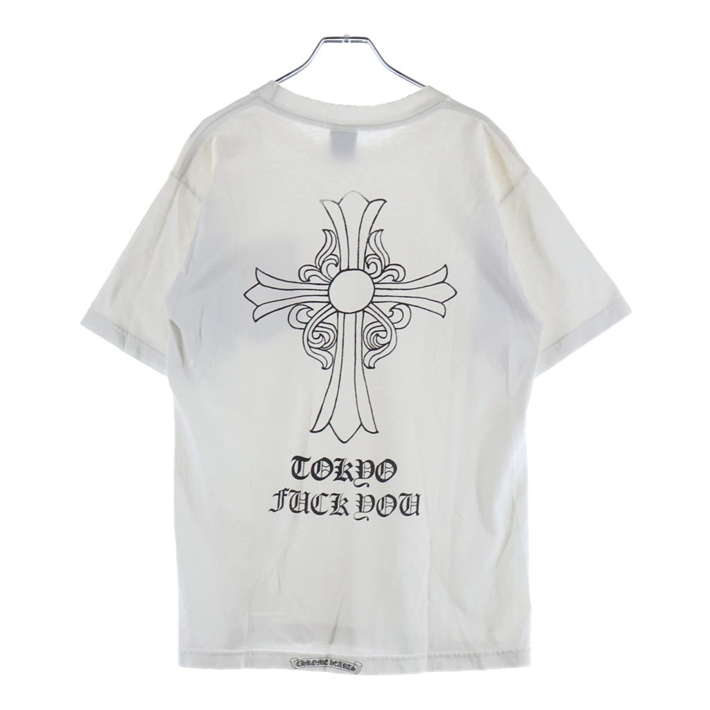 CHROME HEARTS(クロムハーツ) OLD CH T-SHIRT TOKYO FUCK YOU 東京限定 ヘアリークロス ホースシュープリント半袖Tシャツ ホワイト