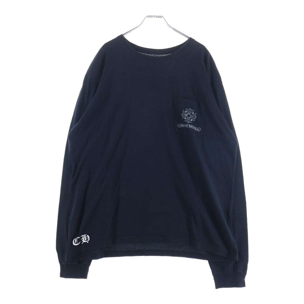 CHROME HEARTS(クロムハーツ) FRMD CRS L/S TEE フレームドクロスバックプリント 長袖Tシャツ クルーネックカットソー ブラック