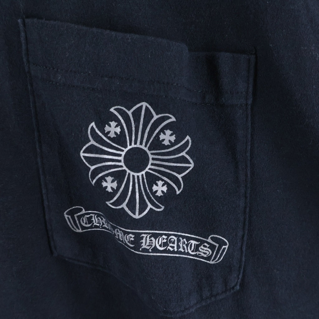 CHROME HEARTS(クロムハーツ) FRMD CRS L/S TEE フレームドクロスバックプリント 長袖Tシャツ クルーネックカットソー ブラック