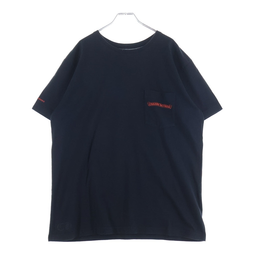 CHROME HEARTS(クロムハーツ) HORSESHOE S/S TEE バックホースシュープリント ポケット付き半袖Tシャツ クルーネックカットソー ブラック