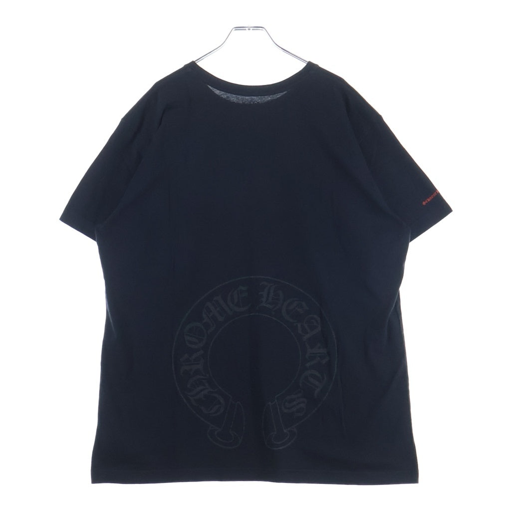 CHROME HEARTS(クロムハーツ) HORSESHOE S/S TEE バックホースシュープリント ポケット付き半袖Tシャツ クルーネックカットソー ブラック