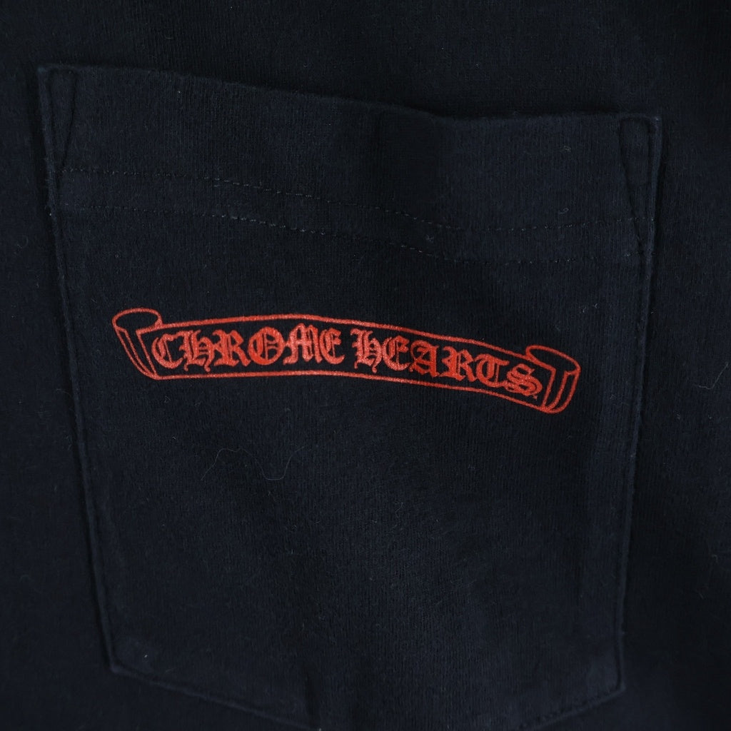 CHROME HEARTS(クロムハーツ) HORSESHOE S/S TEE バックホースシュープリント ポケット付き半袖Tシャツ クルーネックカットソー ブラック