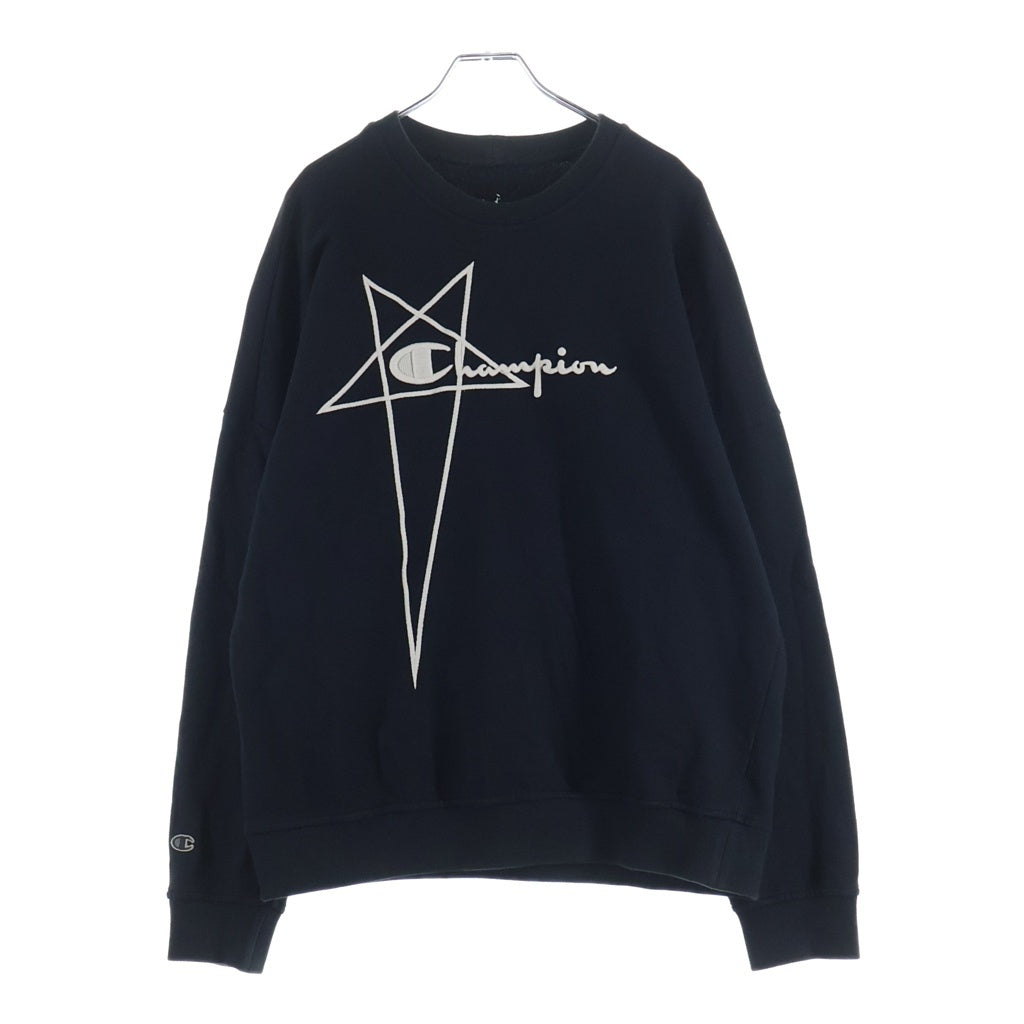 Rick Owens(リックオウエンス) ×champion 23AW 五芒星 ロゴ刺繍 スウェットトレーナー ブラック CM02C9225-CHFE