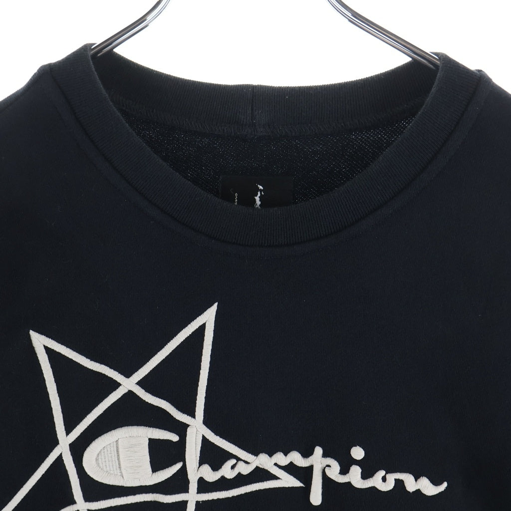 Rick Owens(リックオウエンス) ×champion 23AW 五芒星 ロゴ刺繍 スウェットトレーナー ブラック CM02C9225-CHFE