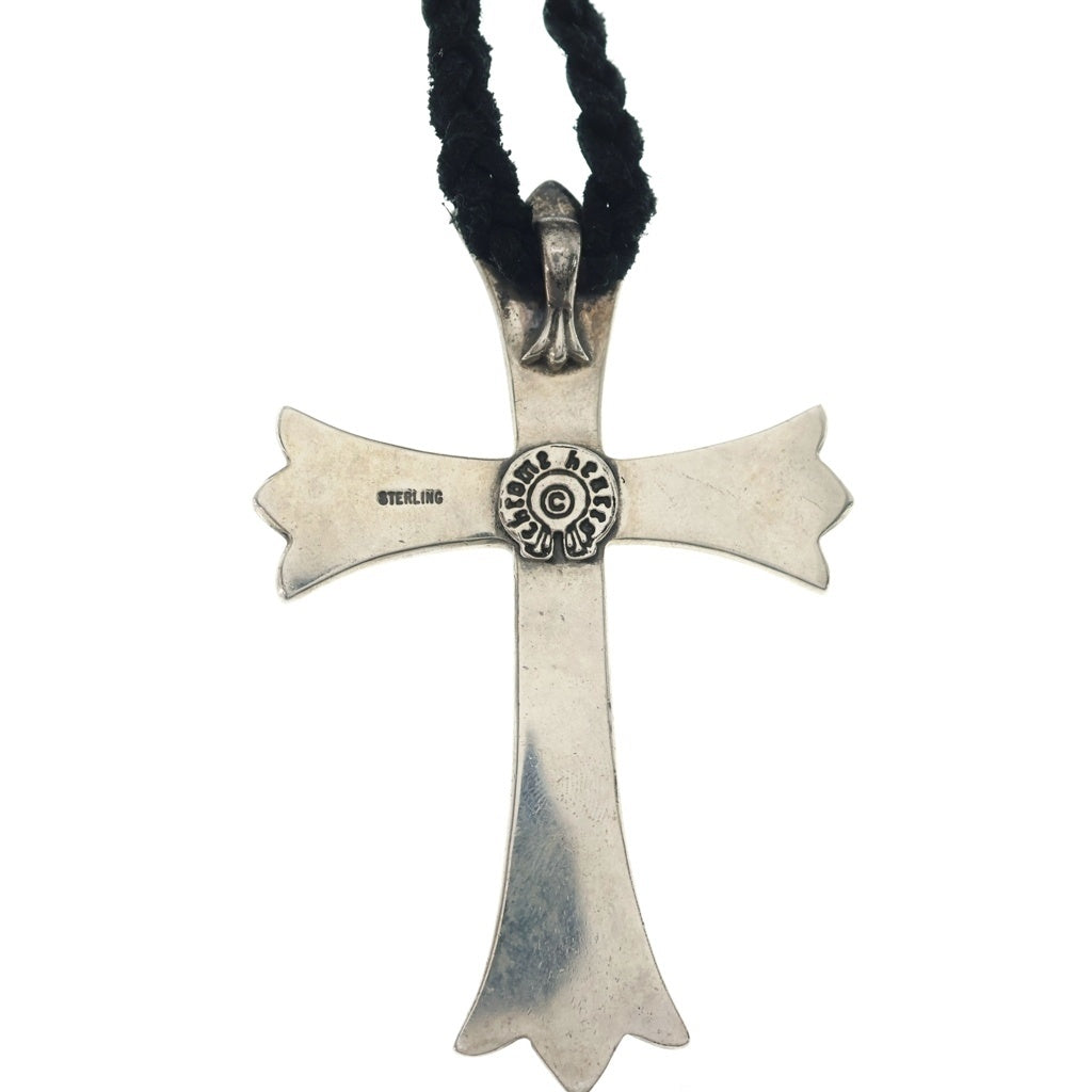 CHROME HEARTS(クロムハーツ) CH CRS LG BC ラージCHクロスペンダント Wボロチップ レザーブレイドネックレス シルバー BCA214