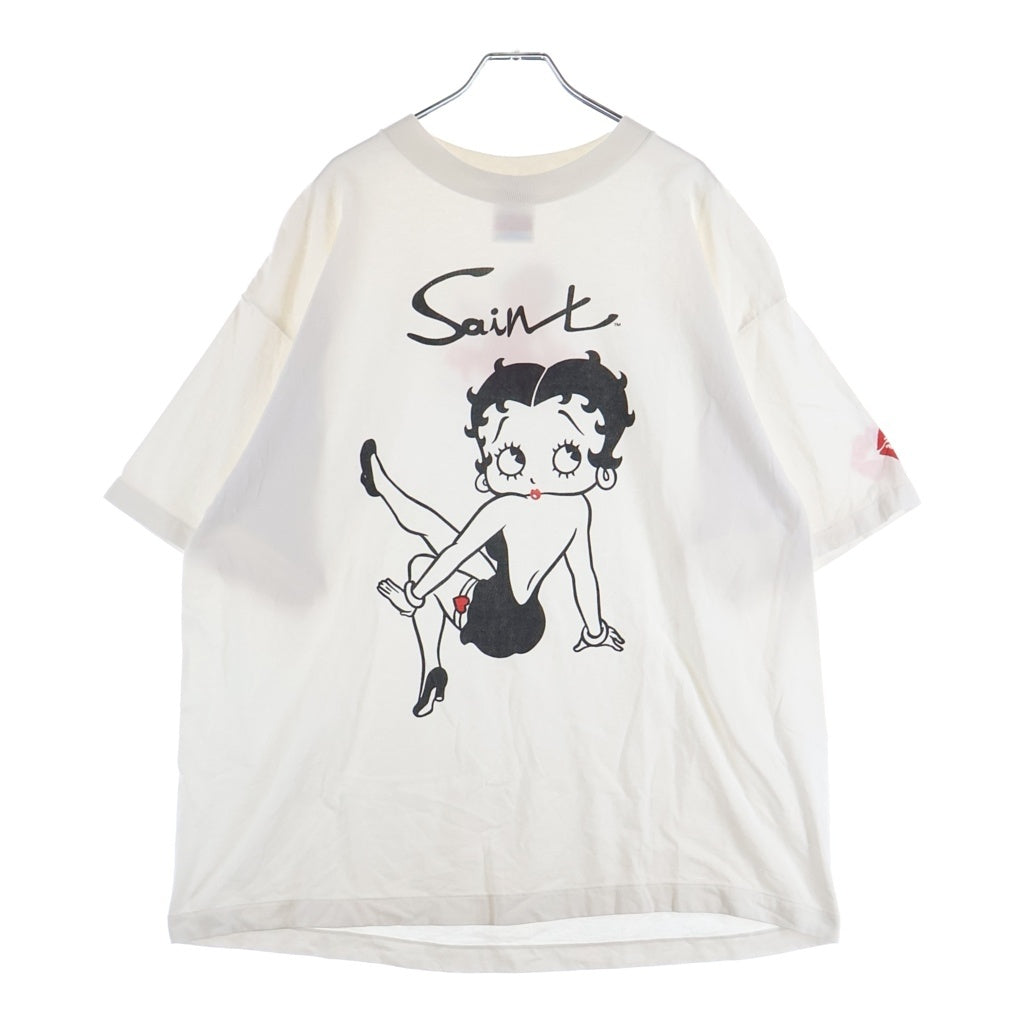 SAINT MICHAEL(セントマイケル) x Betty Boop SS Tee ベティ ブープ 両面プリント クルーネック 半袖Tシャツ ホワイト SM-HR1-0000-C40