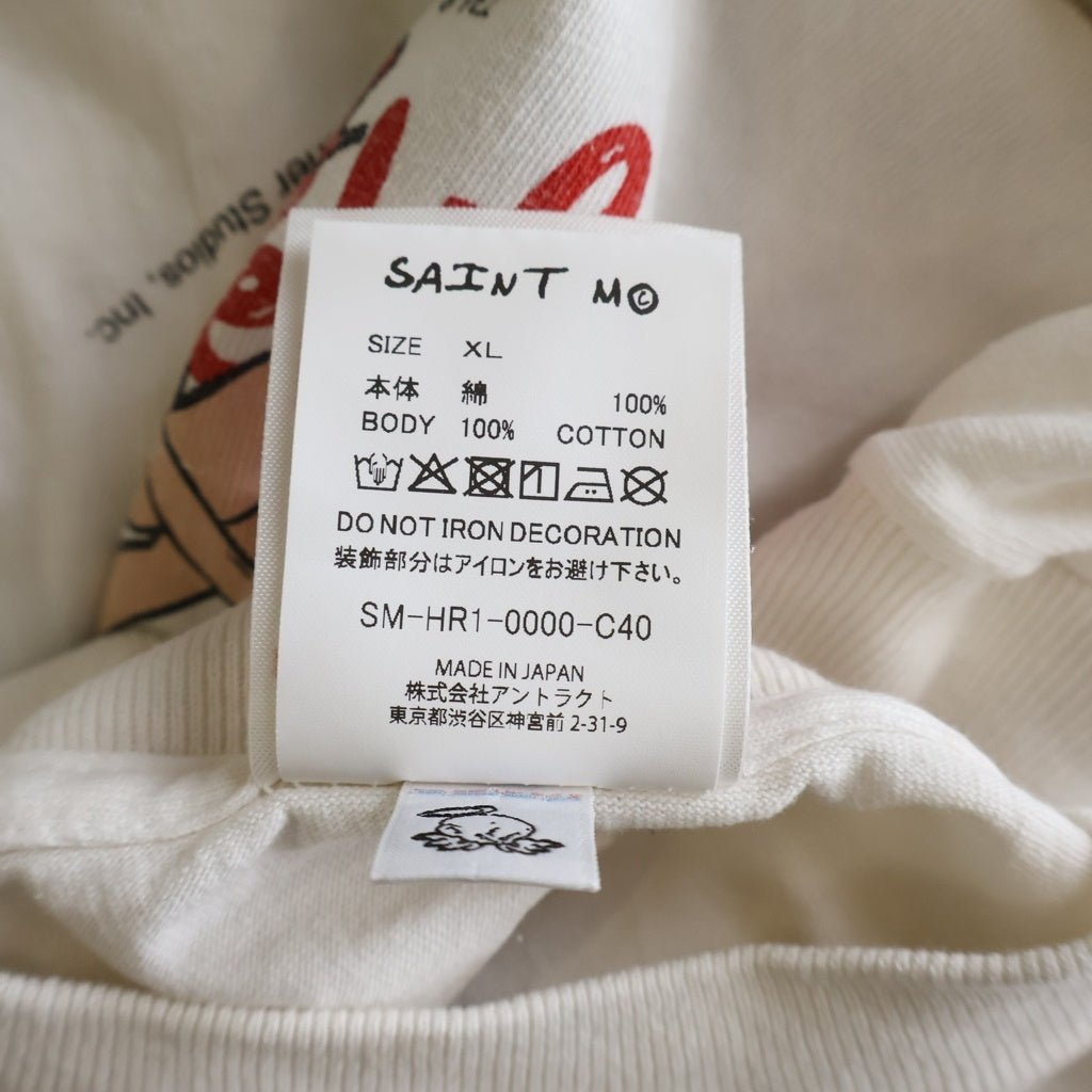 SAINT MICHAEL(セントマイケル) x Betty Boop SS Tee ベティ ブープ 両面プリント クルーネック 半袖Tシャツ ホワイト SM-HR1-0000-C40