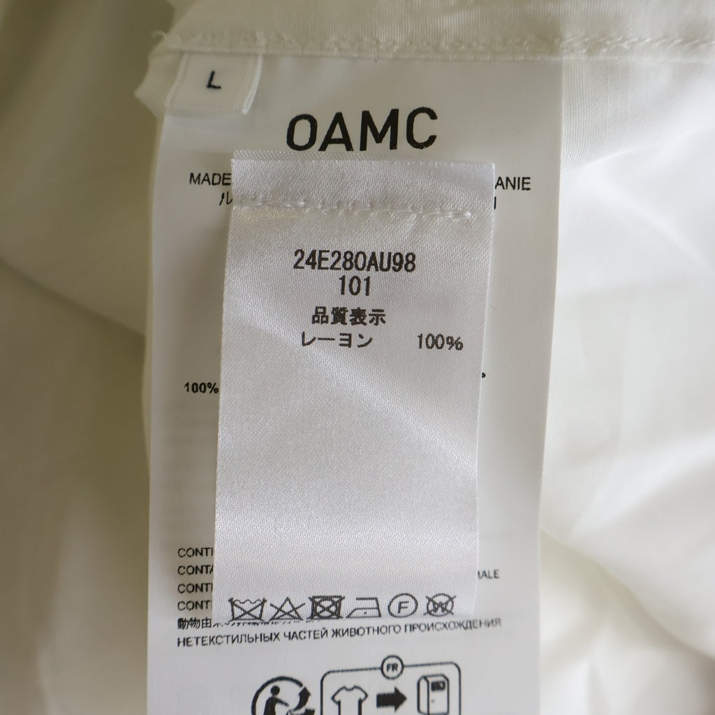 OAMC(オーエーエムシー) 24SS KURT SHIRT フロントペイント加工 半袖シャツ ホワイト 24E28OAU98