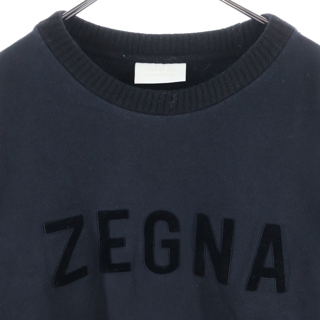 FEAR OF GOD ESSENTIALS(フィアオブゴッド エッセンシャルズ) × ZEGNA ゼニア フロントフェルト クルーネック 長袖スウェット トレーナー ブラック