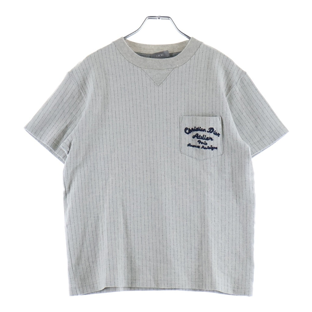 DIOR(ディオール) 22SS Embroidered Plain Weave Knit Short Sleeve エンブロイダード プレイン ウィーブ 刺繍ロゴ ホワイト 213J637A0739