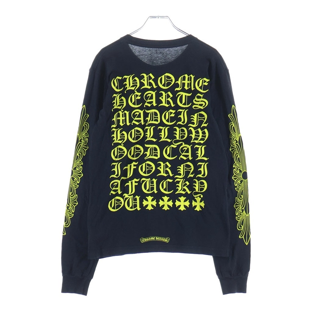 CHROME HEARTS(クロムハーツ) オールドイングリッシュ 袖フローラル 長袖 クルーネック カットソー ブラック/イエロー