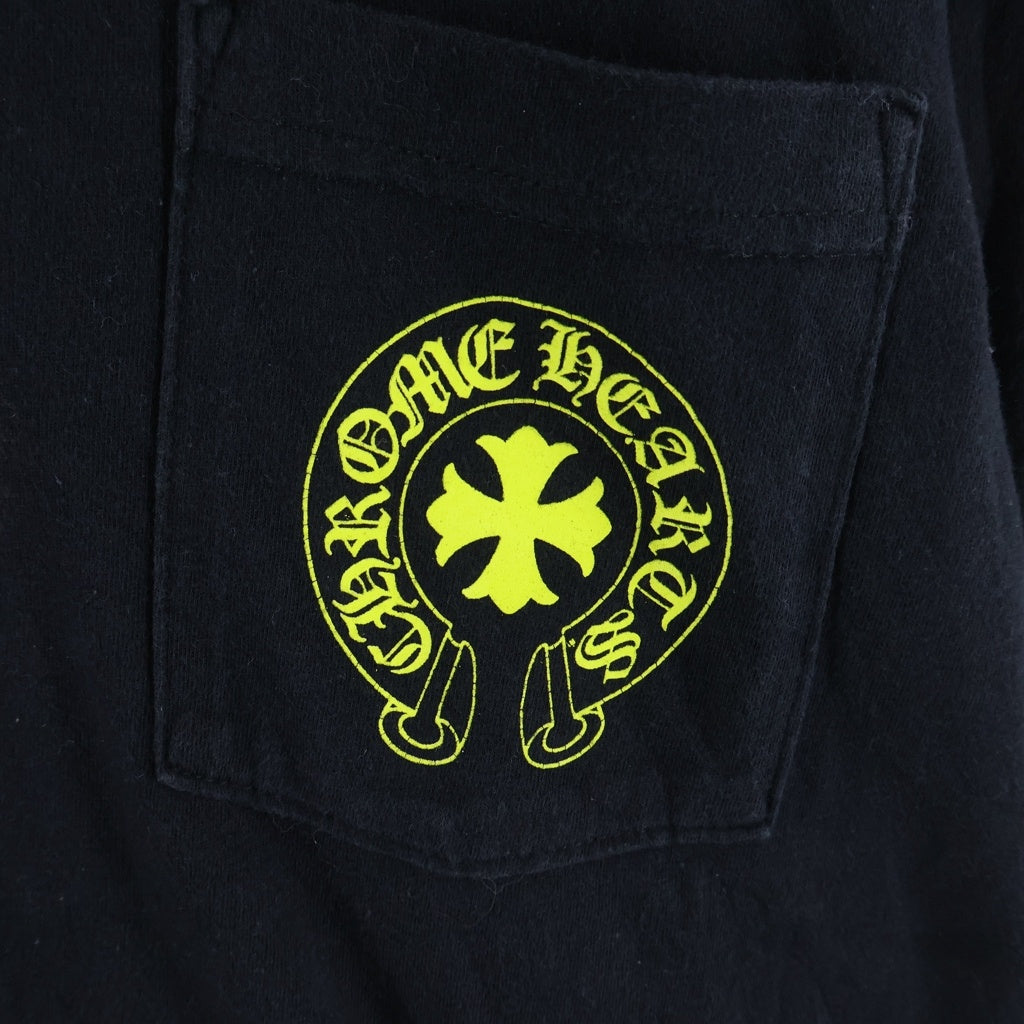 CHROME HEARTS(クロムハーツ) オールドイングリッシュ 袖フローラル 長袖 クルーネック カットソー ブラック/イエロー