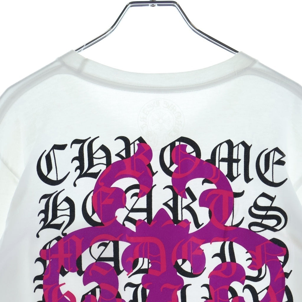 CHROME HEARTS(クロムハーツ) DAGGER EYE CHART L/S TEE ダガー アイチャート ロングスリーブTシャツ アームフローラルプリント クルーネック長袖カットソー ホワイト